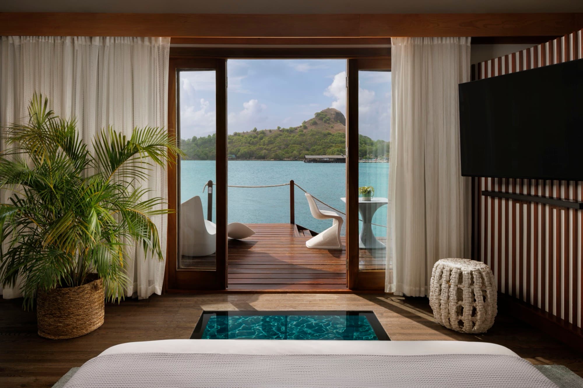 Looking out from an overwater bungalow at Sandals Grande St. Lucian