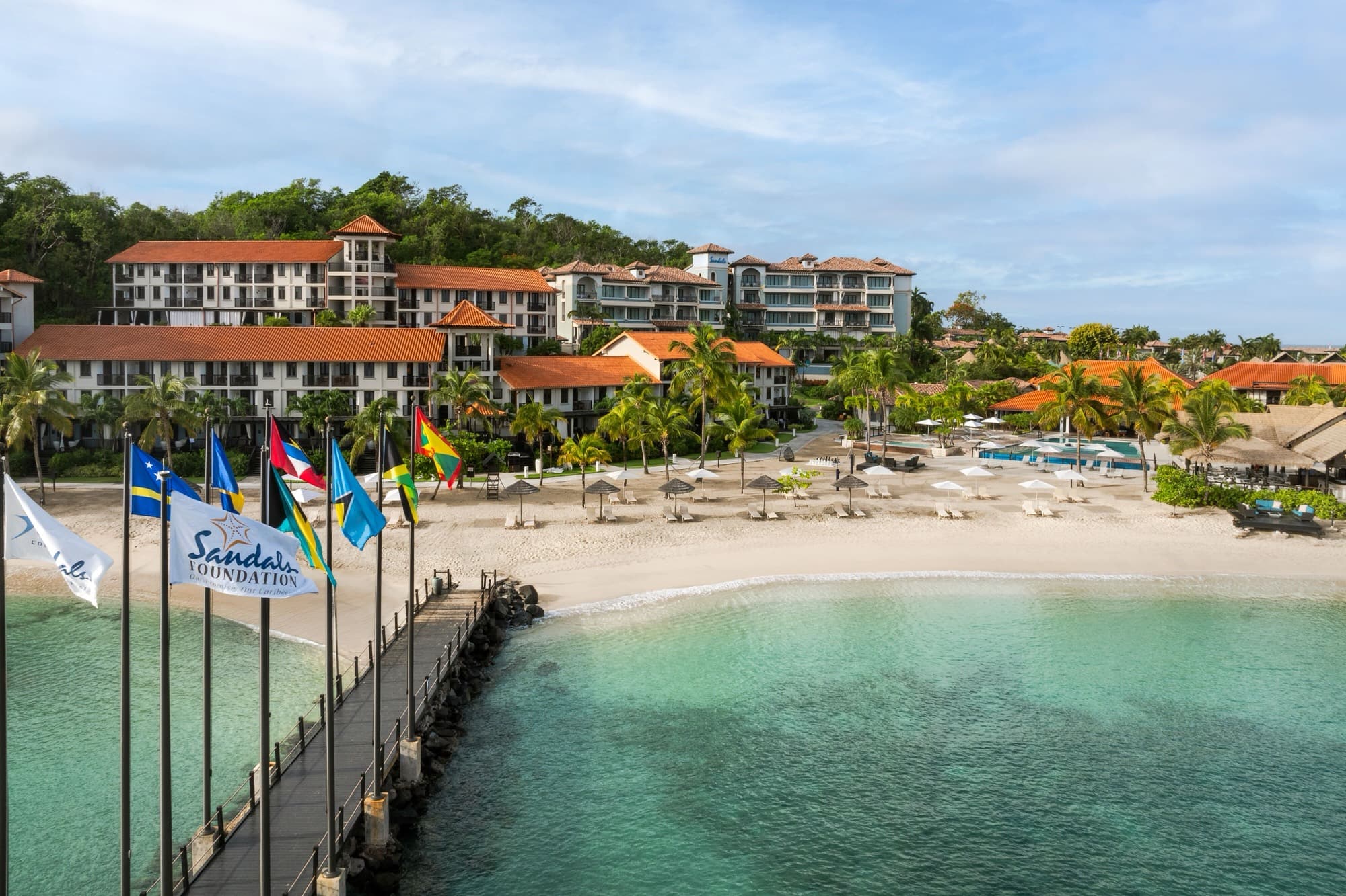Pink Gin Beach pier at Sandals Grenada
