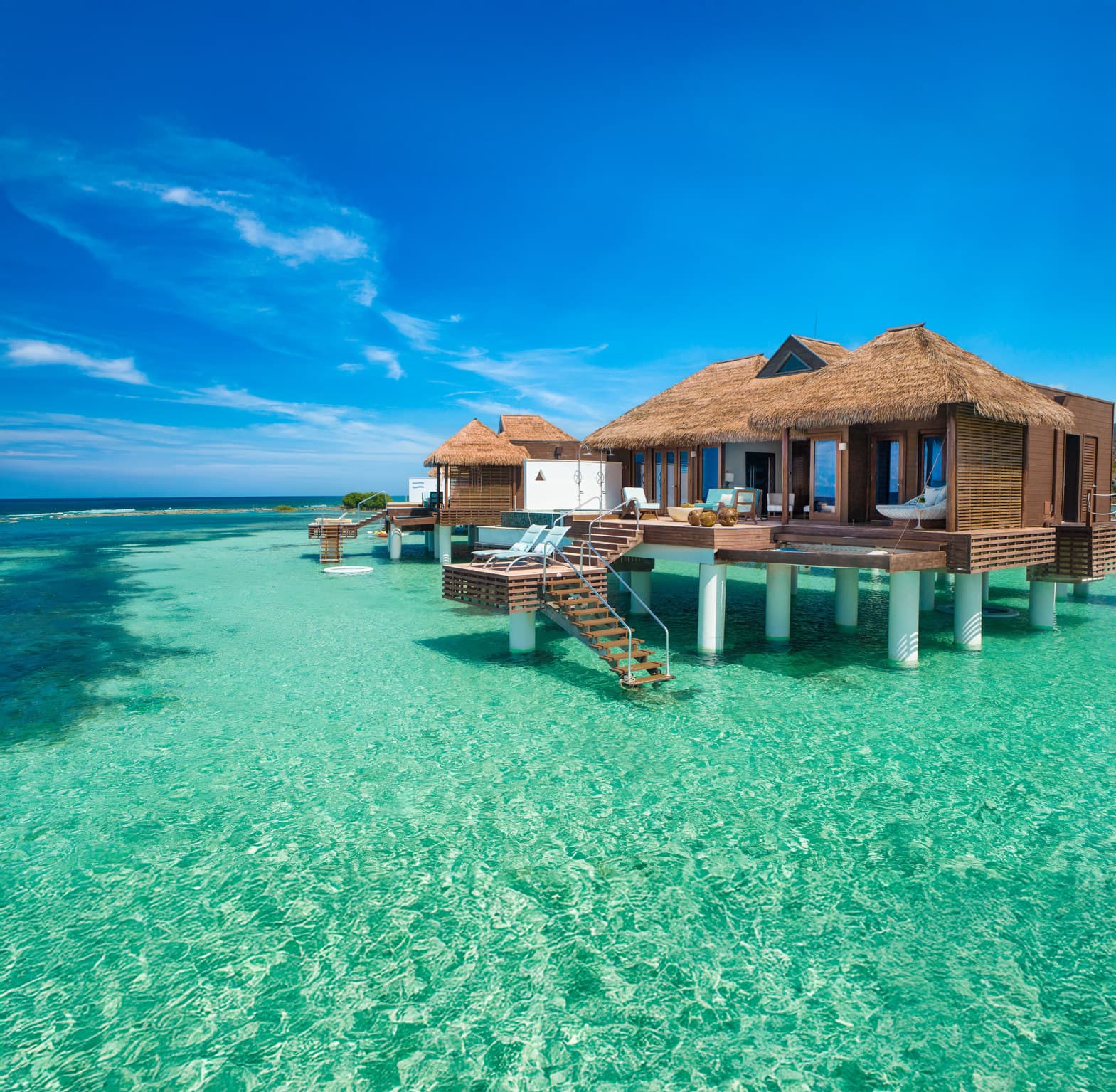 Overwater bungalows at Sandals Caribbean Cay