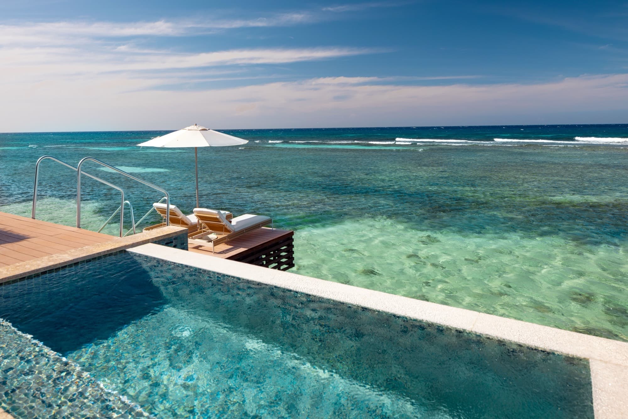 Private pool on an overwater villa at Sandals Royal Caribbean