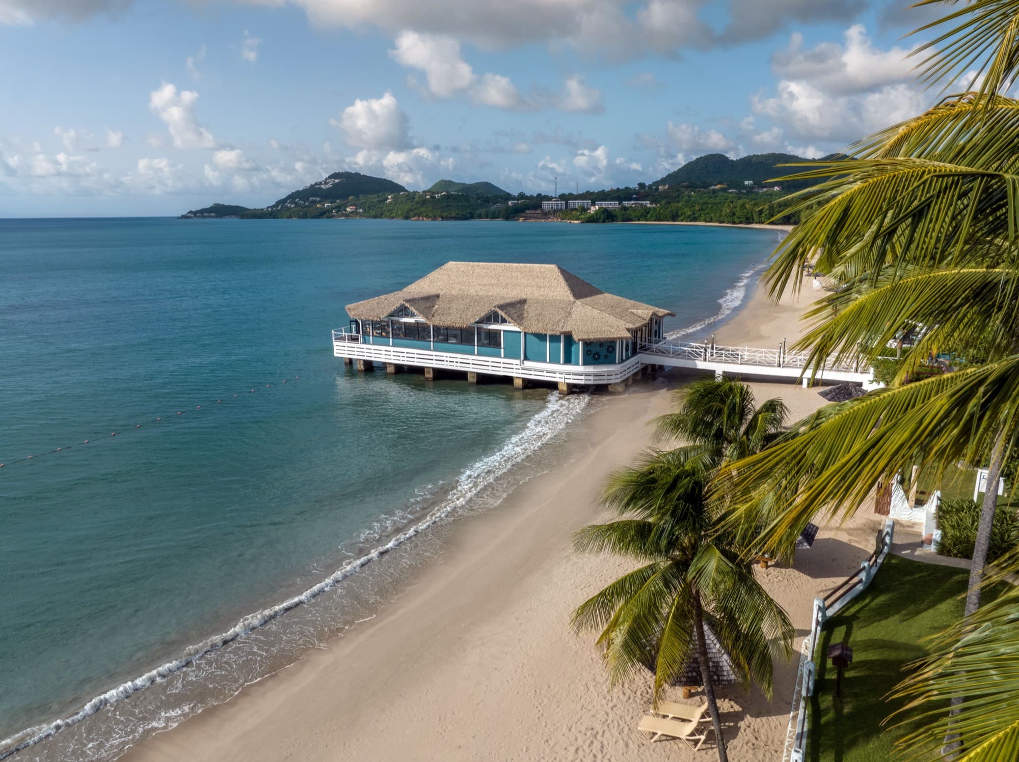 Kelly’s restaurant from above at Sandals Halcyon Beach