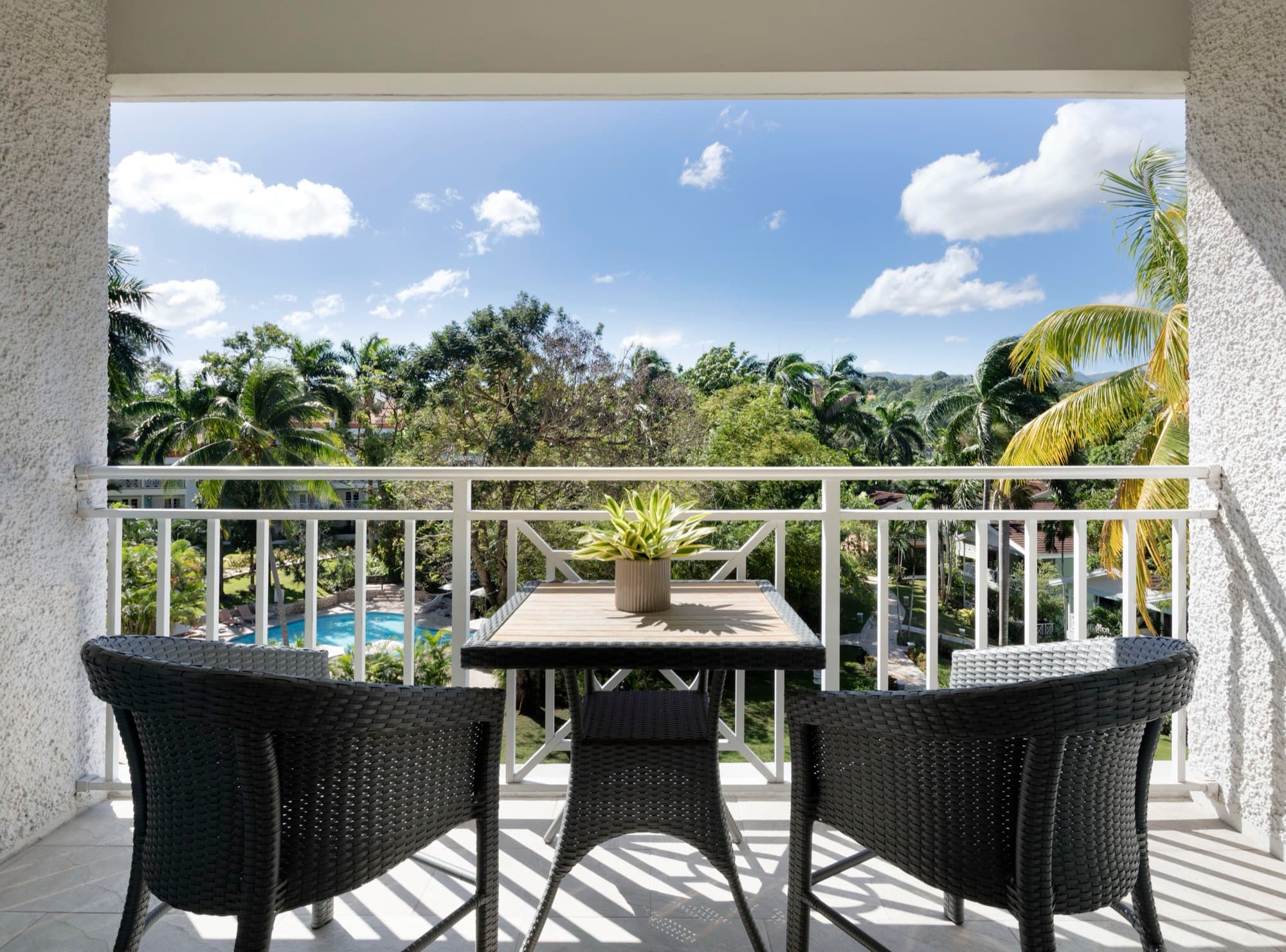 A luxury-room balcony at Sandals Ochi