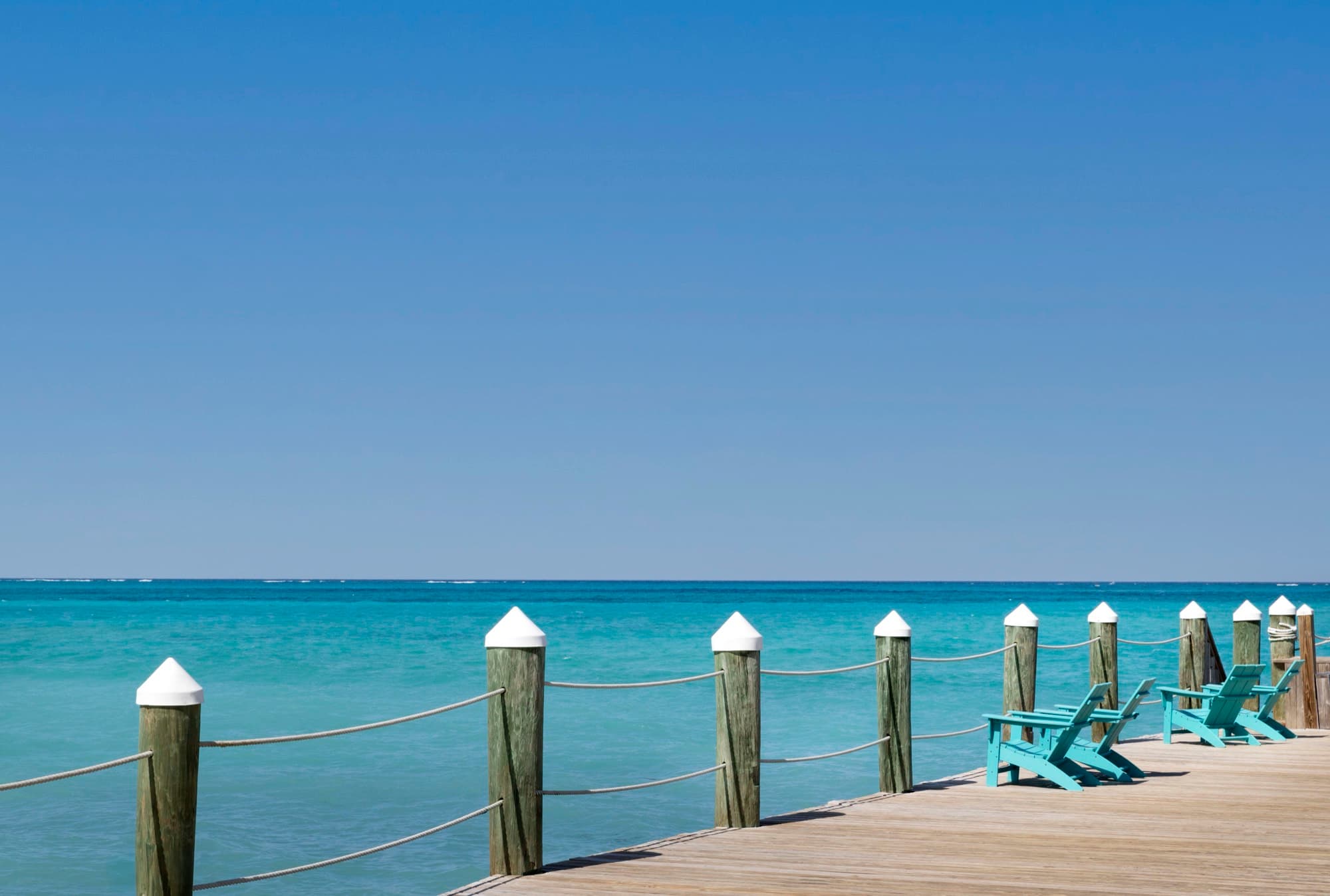Pier and beach chairs at Sandals Royal Bahamian