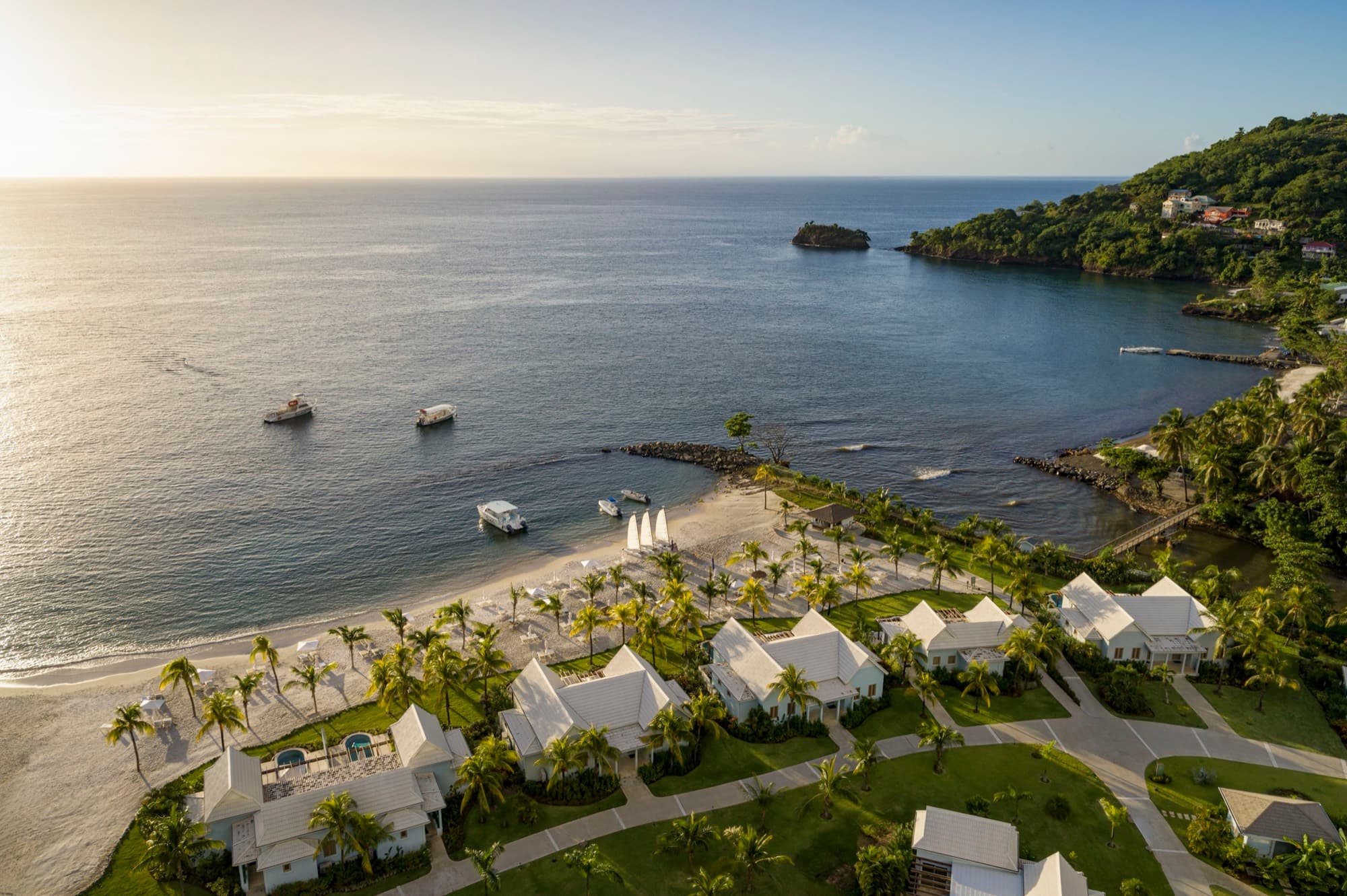 The beach and ocean at Sandals Saint Vincent from above