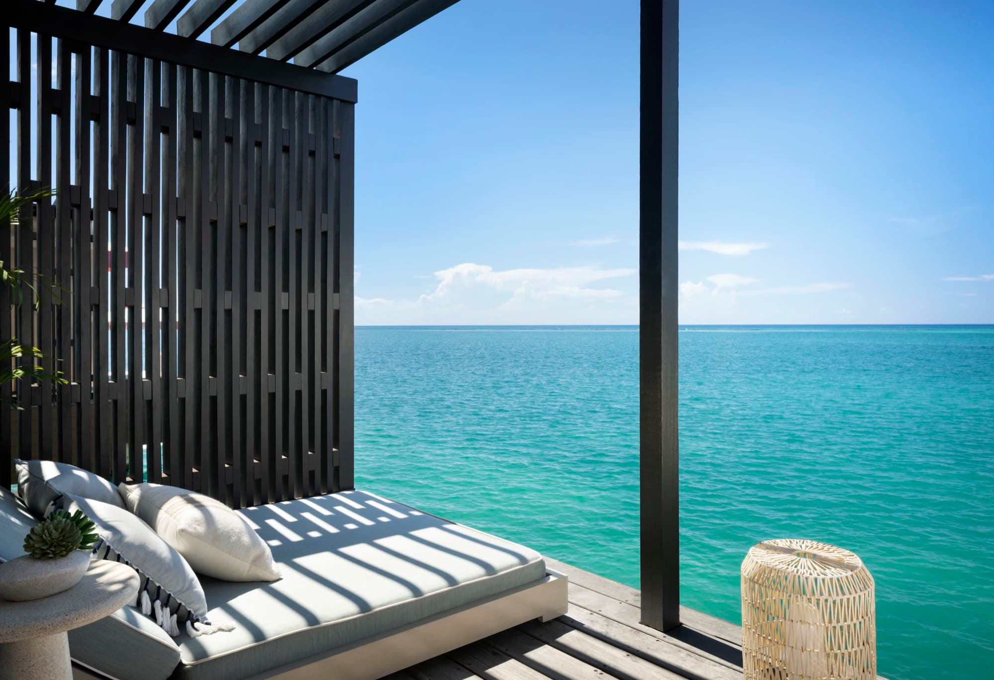 Overwater bungalow deck at Sandals South Coast