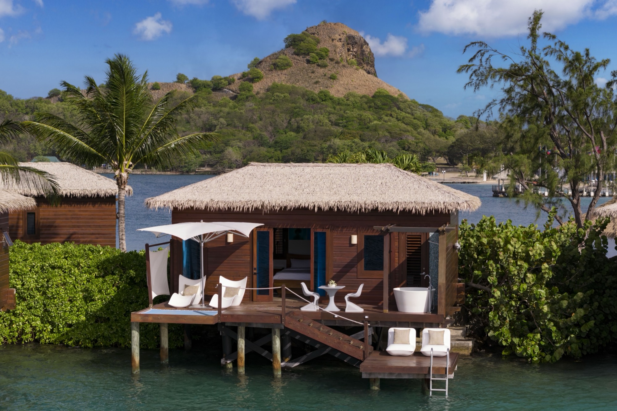 An overwater bungalow at Sandals Grande St. Lucian